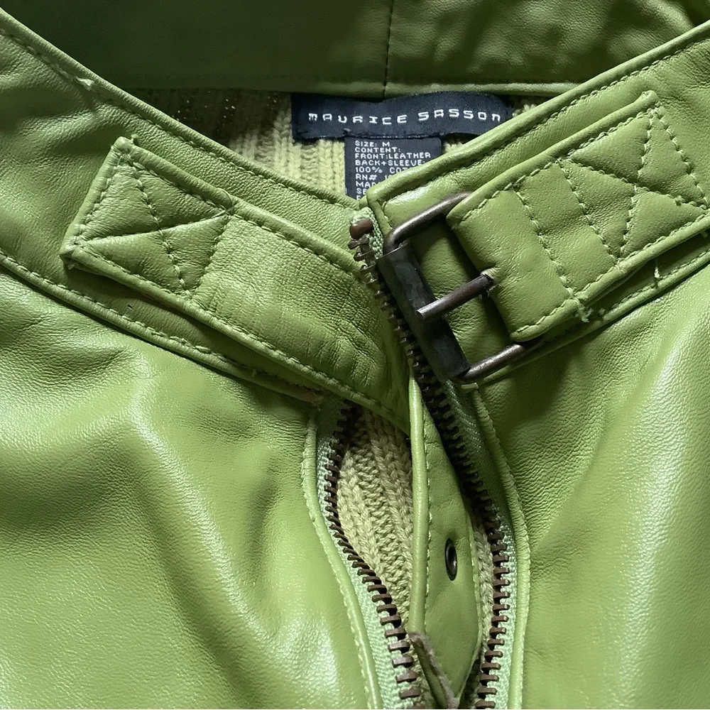 Leather and 100% cotton sweater/jacket.  Size Medium. - Picture 5 of 7